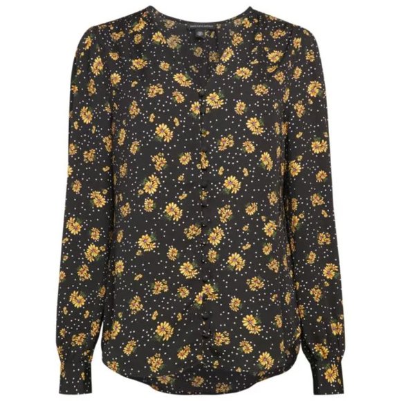 Saks Fifth Avenue Dotted Daisy-Print Blouse S - Picture 1 of 15